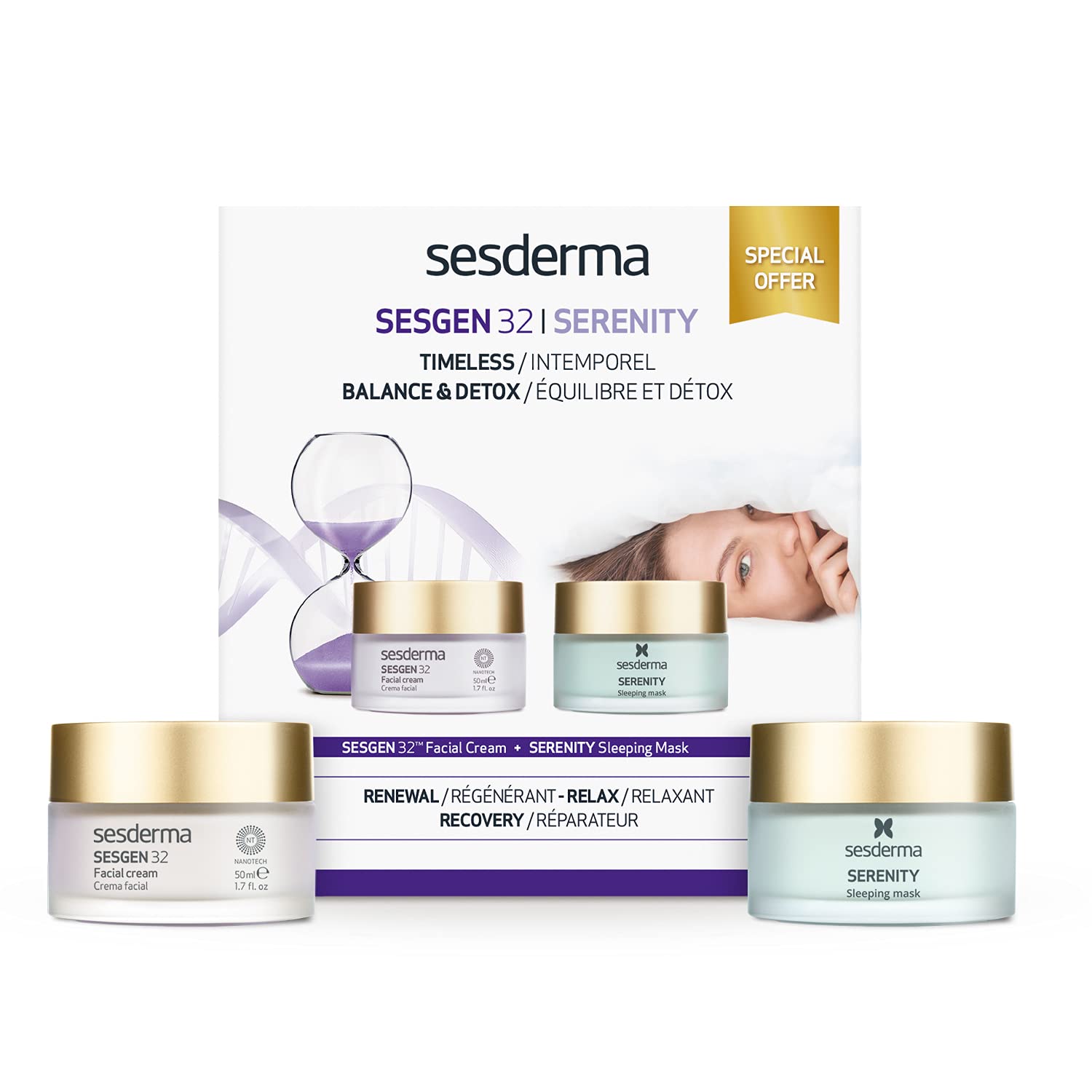 Sesderma SESGEN 32 Cream 1.7 fl. oz. + SERENITY Night Mask 1.7 fl. oz. Promo Pack, 3.4 fl. oz.